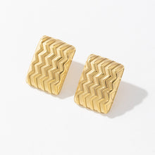 Load image into Gallery viewer, Stainless steel golden square wavy brushed earrings