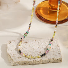 Load image into Gallery viewer, A hand-beaded necklace made of colored natural stone pearls