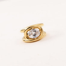 Load image into Gallery viewer, 18K gold stainless steel oval zircon wide ring