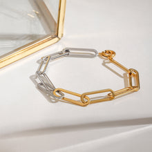 Load image into Gallery viewer, Stainless steel gold and silver color-matched paperclip chain bracelet