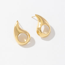 Load image into Gallery viewer, Golden stainless steel perforated teardrop earrings