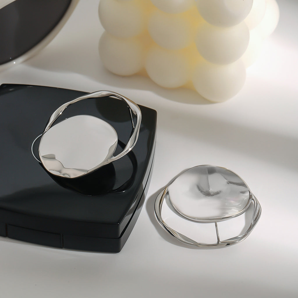 Stainless steel smooth circular earrings