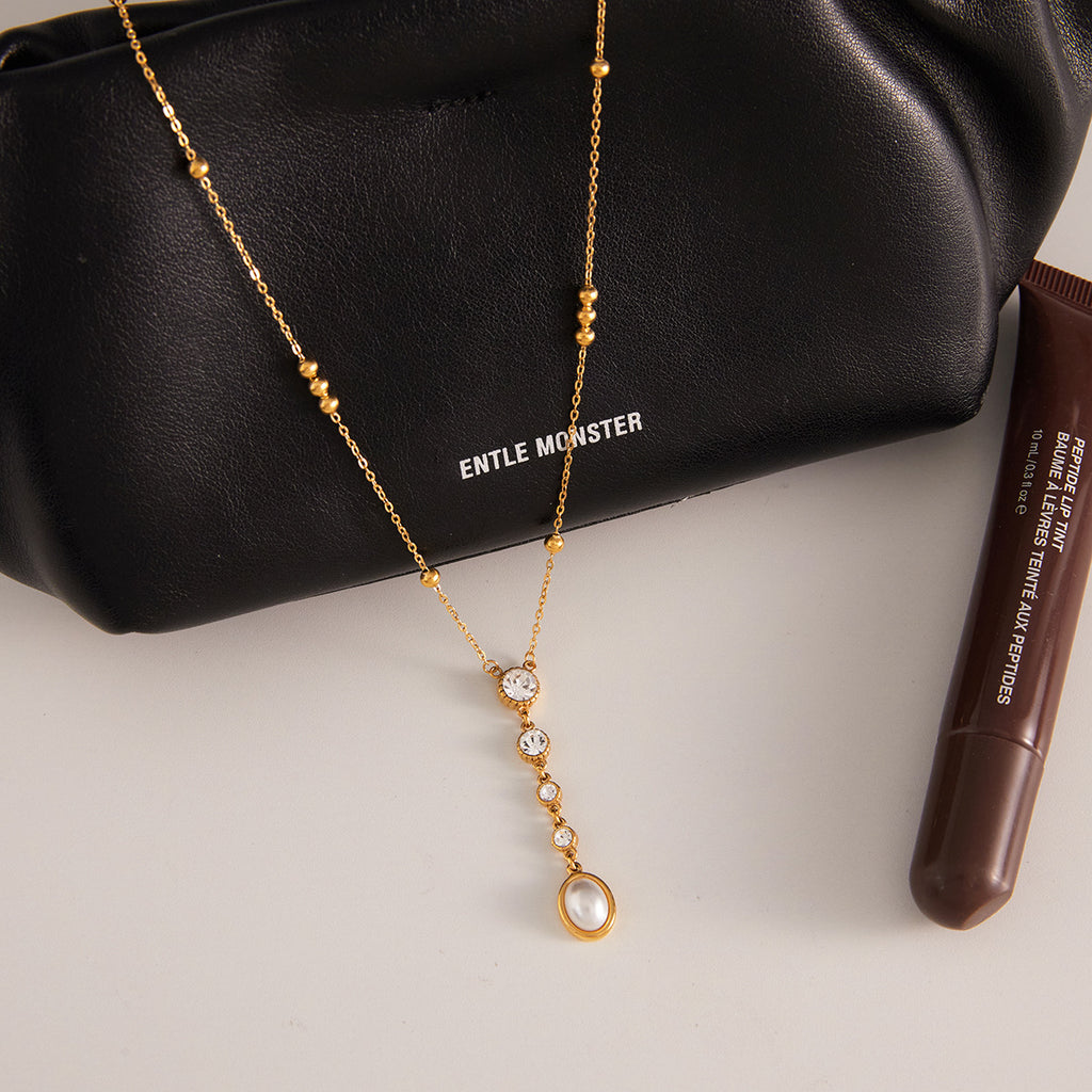 Stainless steel 18k gold rhinestone necklace collarbone chain