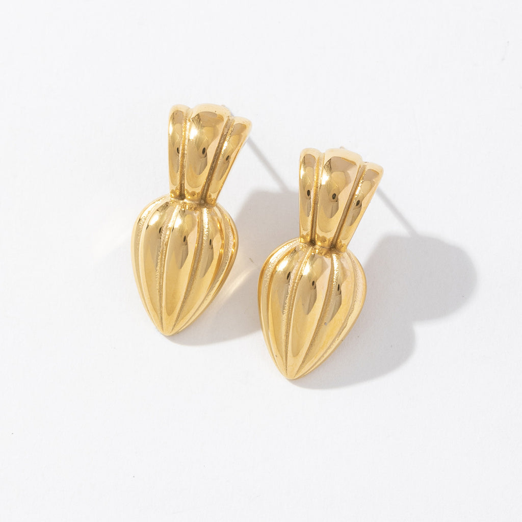 18K real gold electroplated stainless steel golden radish earrings