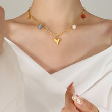 Load image into Gallery viewer, Stainless steel heart-shaped freshwater pearl natural stone pendant necklace collarbone chain