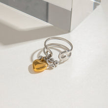 Load image into Gallery viewer, Stainless steel gold and silver color-matched heart-shaped pendant open ring