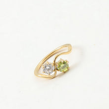 Load image into Gallery viewer, White zircon and green zircon double-piece ring
