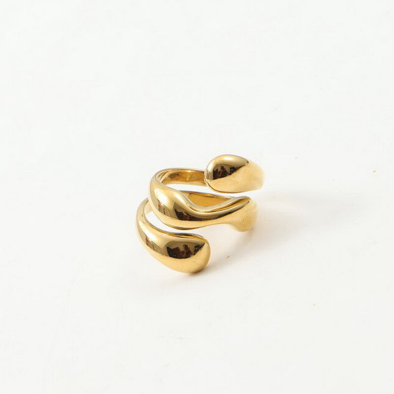 18K gold stainless steel spiral three-layer smooth ring