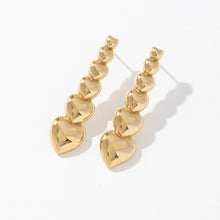Load image into Gallery viewer, 18K gold stainless steel long heart-shaped earrings