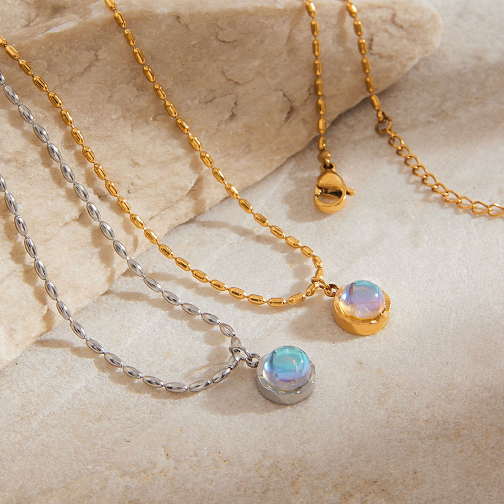 Stainless steel moonstone pendant necklace