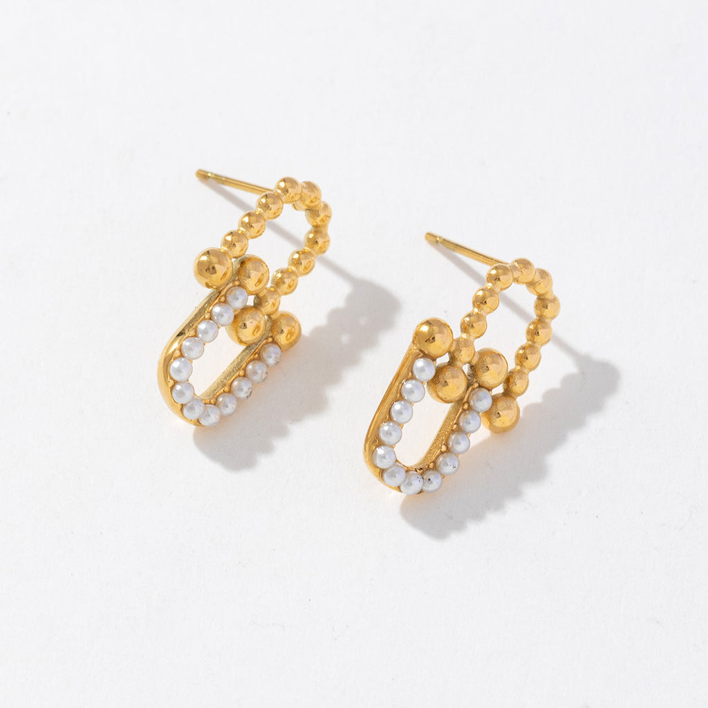 Golden stainless steel paperclip earrings