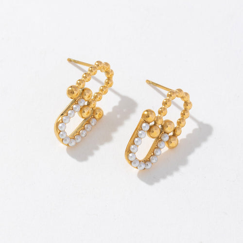 Golden stainless steel paperclip earrings