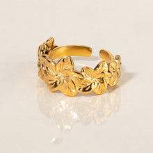 Load image into Gallery viewer, Golden stainless steel flower ring