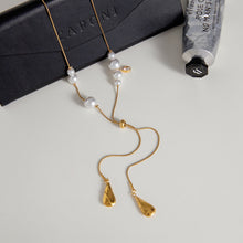 Load image into Gallery viewer, Imitation pearl stainless steel chain pendant necklace sweater chain