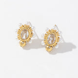 Golden stainless steel pearl earrings