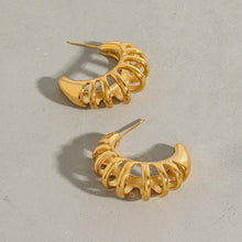 Load image into Gallery viewer, 18K gold perforated stainless steel stud earrings