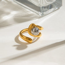 Load image into Gallery viewer, Stainless steel, gold and silver color-matched steel ball asymmetrical opening ring