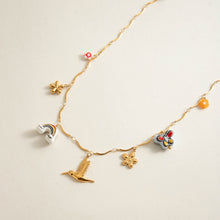 Load image into Gallery viewer, Stainless steel small flower ceramic butterfly rainbow pendant necklace