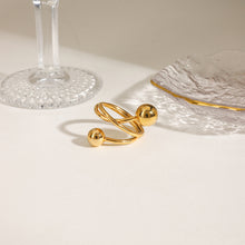 Load image into Gallery viewer, Golden stainless steel small round ball open ring