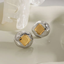 Load image into Gallery viewer, Stainless steel two-tone color-blocking square earrings