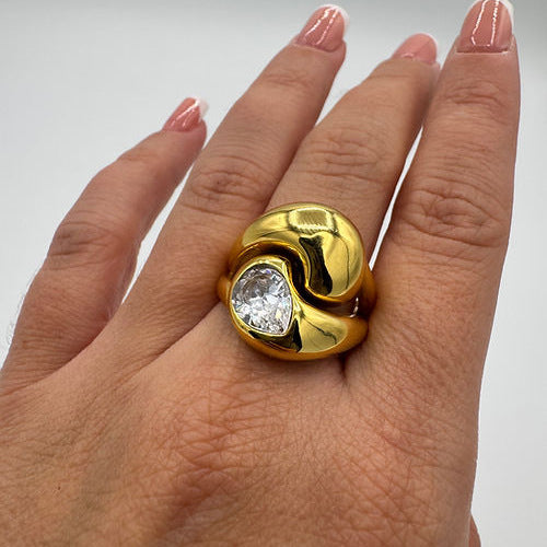 Stainless steel zirconium-encrusted ring