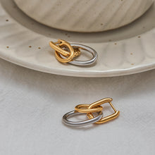Load image into Gallery viewer, Stainless steel gold and silver color-matched circular earrings