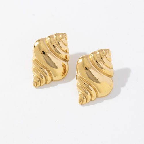 18K gold stainless steel horn bag earrings