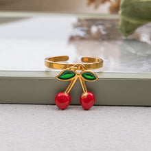 Load image into Gallery viewer, Stainless steel cherry pendant open ring