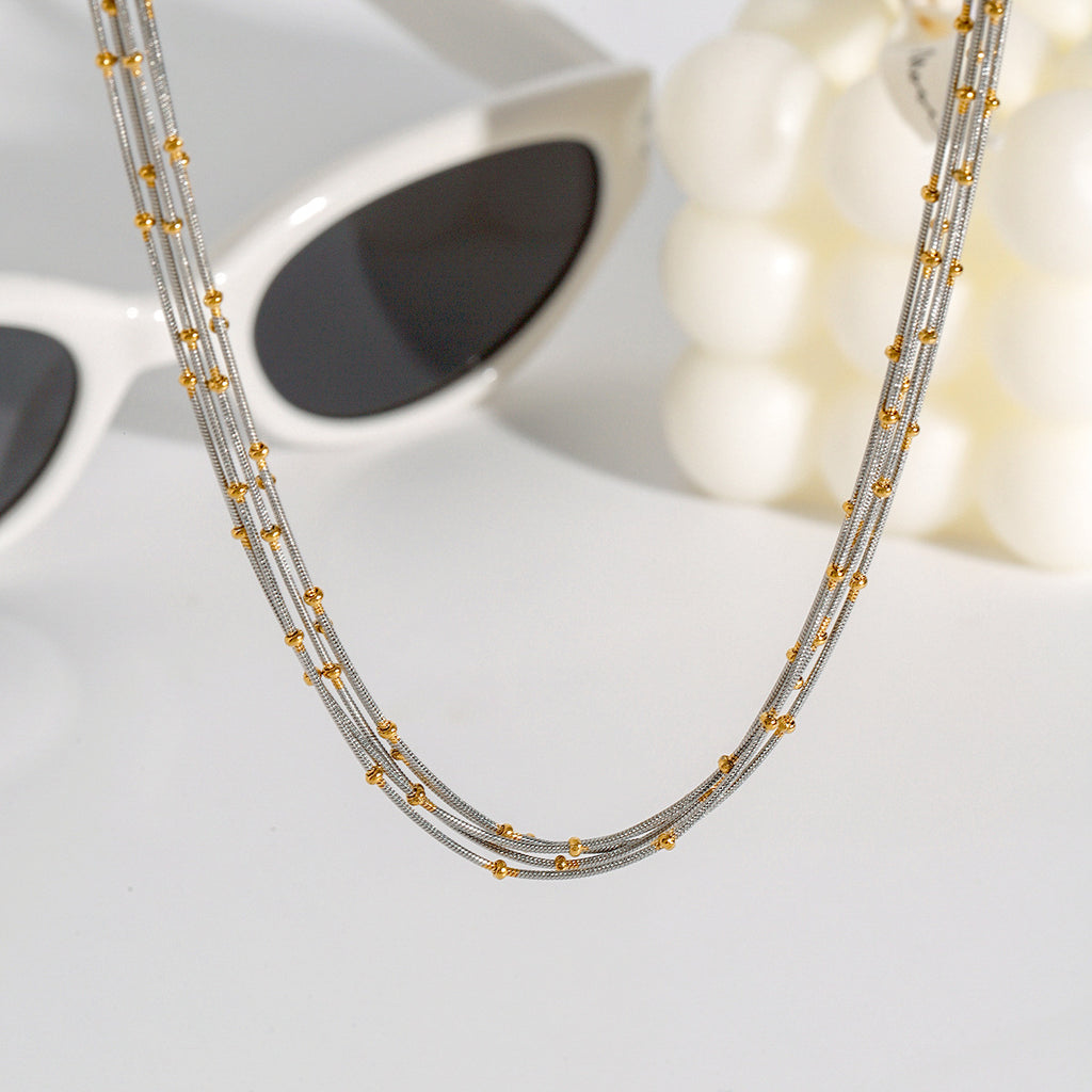 Stainless steel multicolored multi-layer necklace