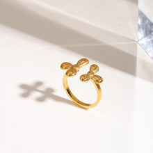 Load image into Gallery viewer, 18K gold stainless steel asymmetrical flower-opening ring