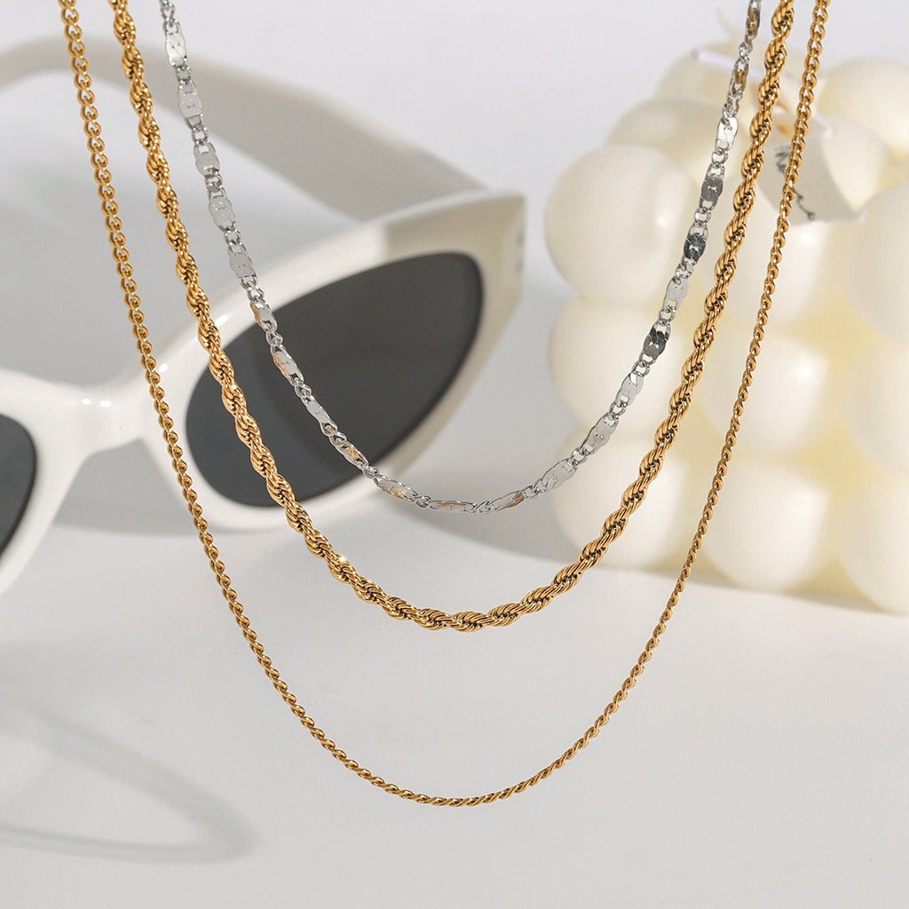 Stainless steel multi-layered necklace