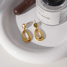 Load image into Gallery viewer, 18k gold stainless steel zircon earrings