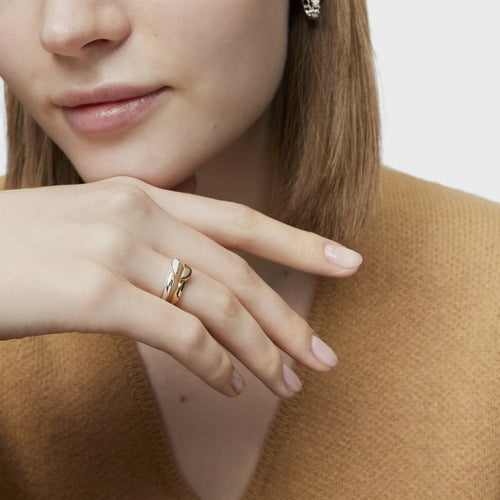 Stainless steel gold and silver color-matched heart-shaped opening ring