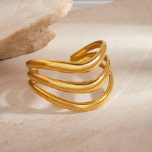 Load image into Gallery viewer, Stainless steel perforated multi-layer open plain ring bracelet