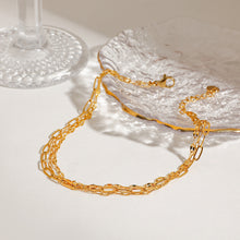 Load image into Gallery viewer, 18K gold stainless steel paperclip chain three-layer foot chain