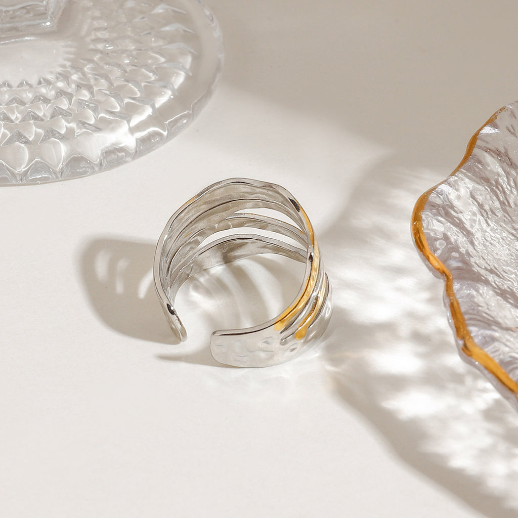 Stainless steel color-blocking open ring