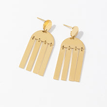 Load image into Gallery viewer, Golden stainless steel long glossy tassel earrings