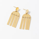 Golden stainless steel long glossy tassel earrings