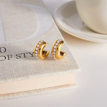 Load image into Gallery viewer, Stainless steel pearl C-shaped earrings