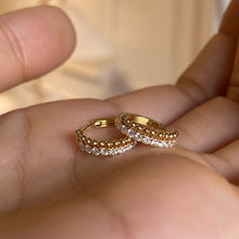 Load image into Gallery viewer, 18K gold copper micro-inlaid white zirconium bead bead arrangement diamond ear buckle earrings