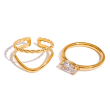 Load image into Gallery viewer, Stainless steel diamond stackable ring set