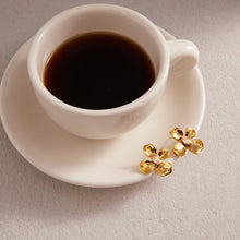 Load image into Gallery viewer, Golden stainless steel flower zircon earrings