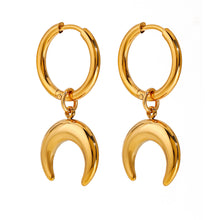 Load image into Gallery viewer, 18K stainless steel moon pendant earrings