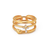 Stainless steel overlapping ring three-piece set