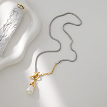 Load image into Gallery viewer, Stainless steel pearl sweater chain necklace