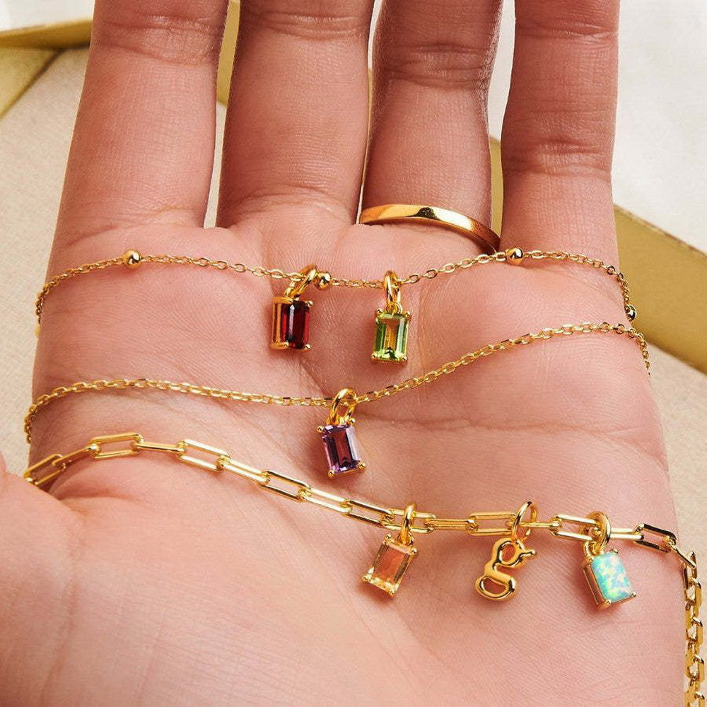 18K gold stainless steel December birthstone colorful Zircon necklace