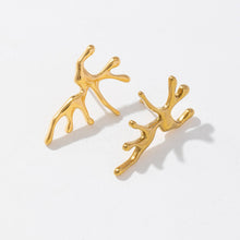 Load image into Gallery viewer, Golden stainless steel coral shaped irregular-shaped earrings