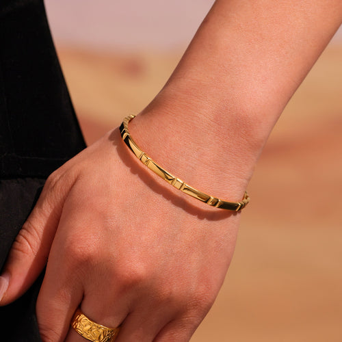 18K gold stainless steel ring clasp bracelet