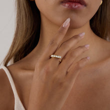 Load image into Gallery viewer, 18K gold stainless steel square zircon irregular opening ring