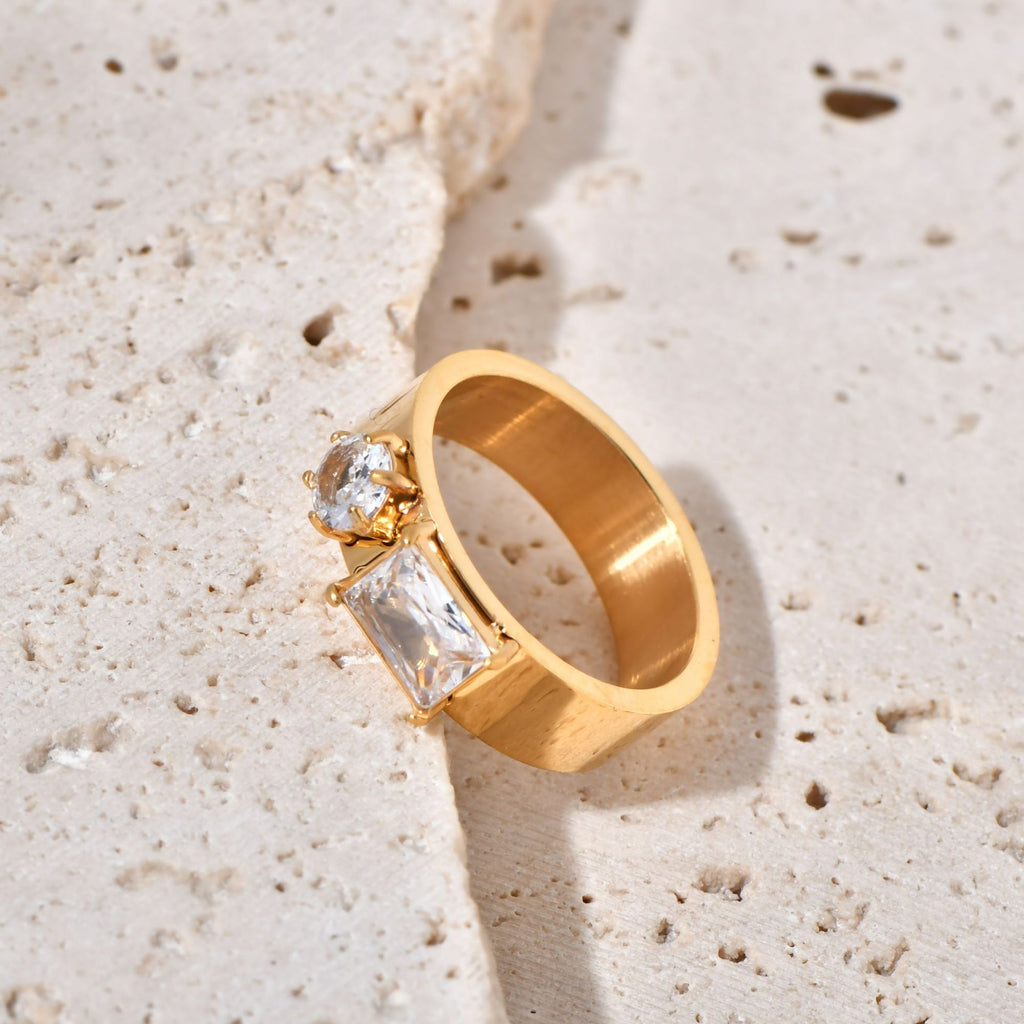 Zirconium-encrusted stainless steel ring